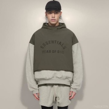essentials連帽衛衣fog復線拼接男款美式復古短款慵懶高街外套潮