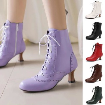 JP Queen New York 復古巴洛克英倫繫帶馬丁粗跟短靴(7色可選)