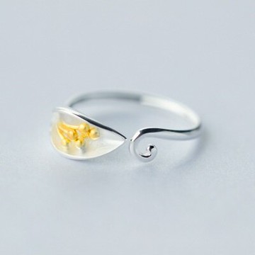 925純銀戒指開口戒-高貴金色花朵造型生日情人節禮物女飾品73dt389【獨家進口】【米蘭精品】