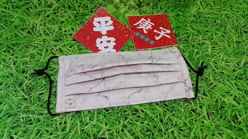【可寄出國】大理石/粉  可換濾材皺摺立體布口罩