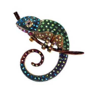 ANGEL 魔幻變色龍閃亮鋯石胸針別針2用(3色可選)