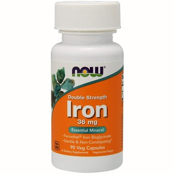 Iron 36 mg Double Strength 90 Vcaps by Now Foods