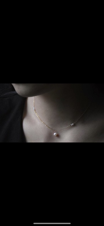 天然珍珠裸感細節項鍊