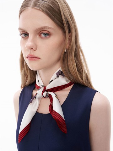 波卡圓點與千鳥格紋的舞宴真絲絲巾