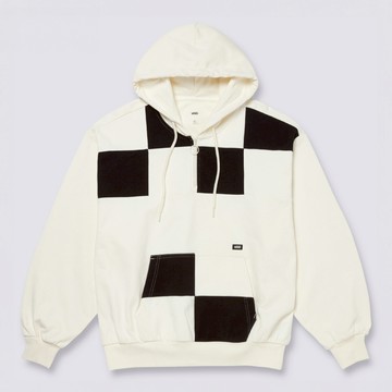 Panel Checker 米色棋盤格長袖連帽大學T