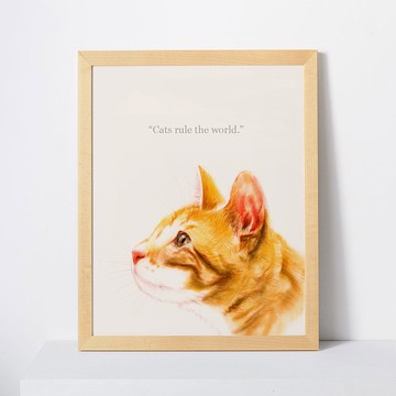 貓思貓言喵語11x14英寸裝飾畫 給貓咪貓奴的禮物 橘貓 歐洲短毛貓