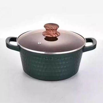 (免運)宏海紅廚麥飯石不粘鍋湯鍋家用燃氣電磁爐通用雙耳燉煮煎燜煲湯鍋