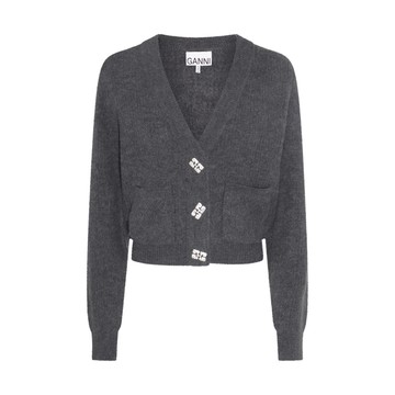 Ganni - Dark Grey Wool Blend Cardigan