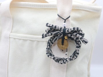 【日本製御守吊飾】五圓硬幣 × 和風縮緬布蝴蝶結手作飾品