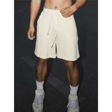 PAPASLILMONSTER美式磨邊做舊運動寬松五分褲健身百搭休閑短褲男