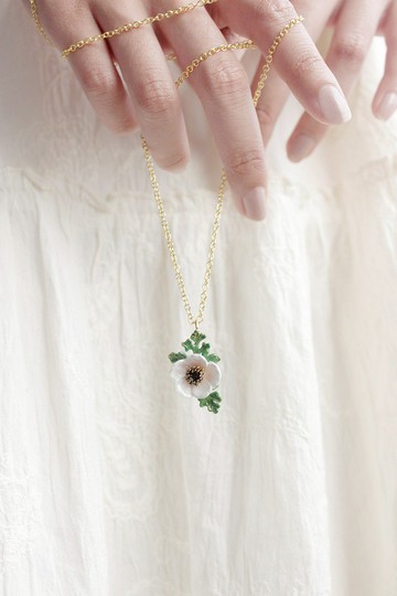 海葵項鍊白色，海葵花，白花，花戒指