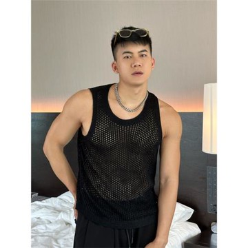別致chic鏤空網狀夏季寬松背心