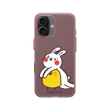 iPhone 17 Clear (相機按鈕) 晶醺玫 - 懶散兔與啾先生 Lazy Rabbit and Mr.Chu - 黏著你