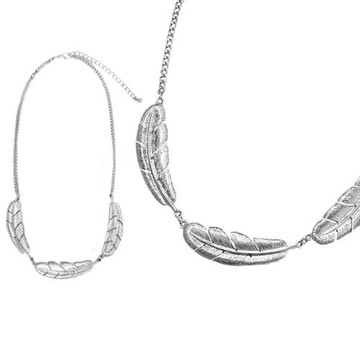 摩達客-立體落羽造型銀色項鍊