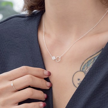 晶鑽迴圈925銀項鍊-D10028