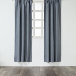 經典素色日本仿麻全遮光落地窗簾230x270 藍
