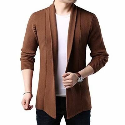 カーディガン メンズ ロングカーディガン セーター 長袖 無地 ワンボタン ストレッチ 焦糖xl 通販 Lineポイント最大get Lineショッピング