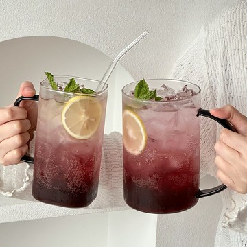 大容量帶把高硼硅玻璃杯耐高溫家用冷飲水果茶杯啤酒杯大號馬克杯