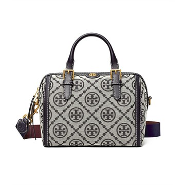 TORY BURCH T MONOGRAM 提花酒桶包女士單肩包斜跨包 斜背包 83970(整新)   ~【 菲尼斯 國際精品 ★ 疊加現抵$2099 】