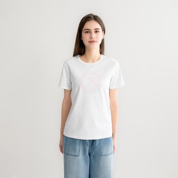 【網路獨家款】女裝-經典傘幸運草親膚純棉圓領T-shirt-白色