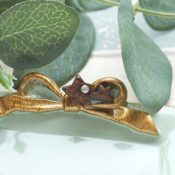 原木手工耳環 星形鎖鑰 純銀耳針 單隻 禮物訂製