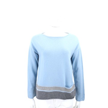 Andre Maurice 天空藍拚色喀什米爾針織羊毛衫