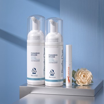 奶霜泡泡洗卸慕斯 | 洗出嫩感．毛孔淨透SPA 150ml*2+睫毛滋養精華 6g (B5海洋活力藻)*1- UNA