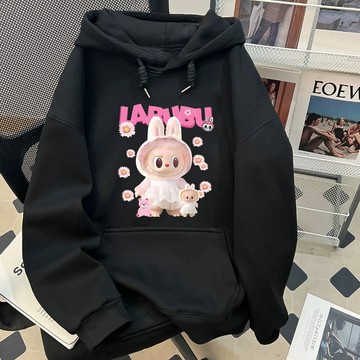 小甜心~labubu帽t 長袖帽t 衛衣 韓國帽t 刷毛 帽t 帽踢韓國 oversize 秋冬 寬鬆帽t 連帽上衣