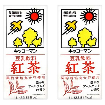 KIKKOMAN 龜甲萬 豆乳 契約栽培丸大豆使用 濃郁的阿薩姆紅茶風味  1L  2瓶