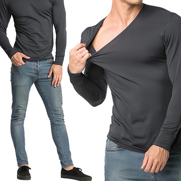 MIT厚刷毛保暖衣2入組  M  深灰色