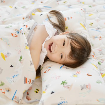 ahtty blanc 兒童夏日涼感寢具組 1入組  無尾熊海灘  加長型枕頭30 x 70cm + 薄被110 x 150cm + 睡墊100 x 150cm