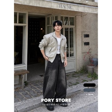 【PORY STORE】獨家！重磅❗️韓國街頭水洗彎刀褲 挺版 舒適 單寧牛仔褲 實拍 韓系 穿搭 男生 寬鬆牛仔褲