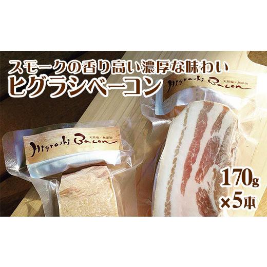 ふるさと納税 熊本県 御船町 ★ミシュラン掲載店★無添加・天然塩 ベーコン 蜩窯 ヒグラシベーコン！ 170g×5本 《60日以内に順次出荷(土日祝日除く)》人気 肉…