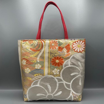 和服 腰帶 腰帶繩 改造 手工 托特包 手提包 花卉