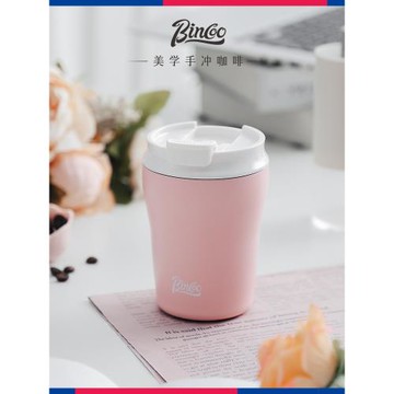 Bincoo咖啡保溫杯女生高顏值陶瓷覆層內膽不銹鋼隨行杯學生吸管杯