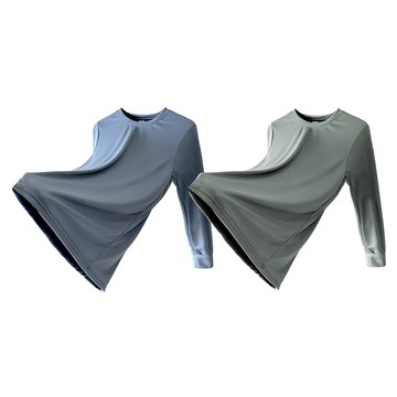 MI MI LEO 竹炭長袖防曬機能衣 2件組  2XL  灰藍色 + 灰綠色