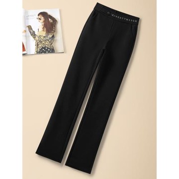 窄版直筒褲女2025年新款秋冬加絨中年媽媽褲子女微喇褲大碼西裝褲