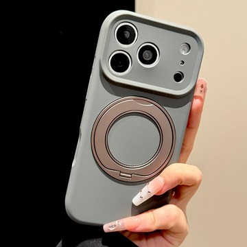 蘋果18Promax手機殼iphone17pro新款水泥灰膚感液態硅膠360磁吸支架16精孔按鍵全包15簡約防摔保護套