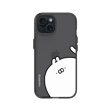 iPhone 15 Clear 酷墨灰 - Ugly Rabbit 醜白兔 - 大臉經典款
