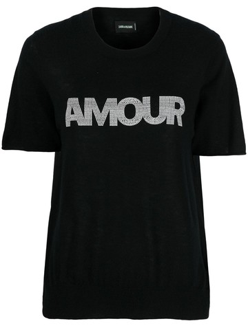 Zadig&Voltaire - logo-print cashmere top - women - Cashmere - M - Black
