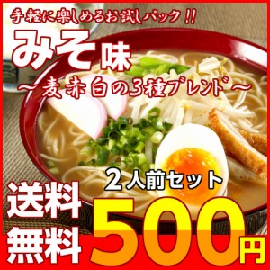 みそラーメン お取り寄せ 九州みそ味 お試し 2人前 セット 三種 合わせ味噌 スープ かくし味 豚骨エキス 深いコク ポイント消化 500円