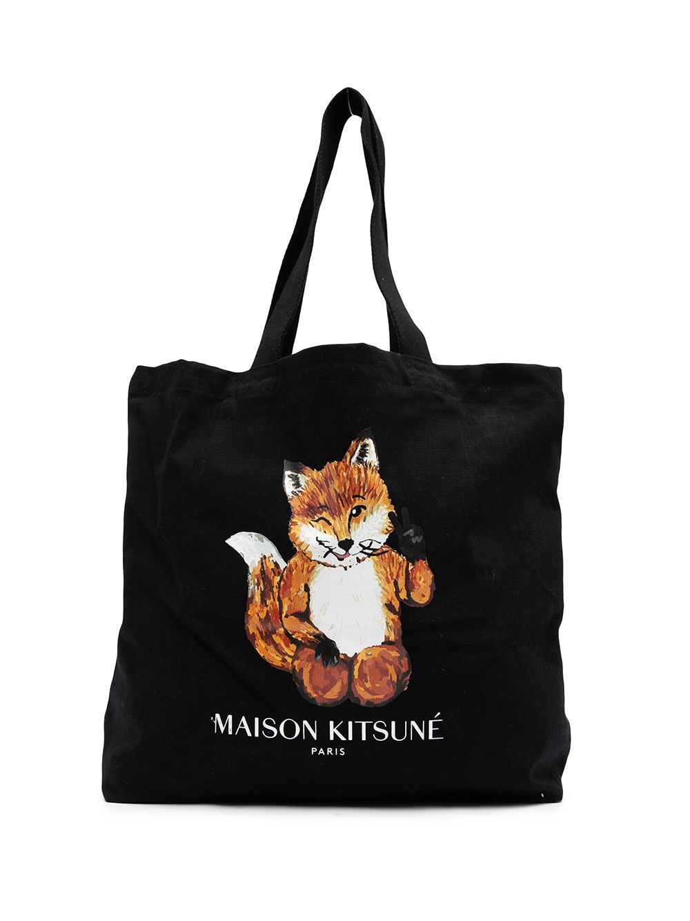 Maison Kitsuné - logo-print tote bag - unisex - Cotton - One Size - Black