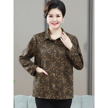 中老年長袖碎花襯衫女200斤胖mm媽媽特體大碼襯衣春裝開衫薄外套