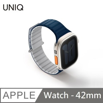 UNIQ Revix EVO 雙色矽膠磁吸錶帶 適用 Apple Watch 42mm - 藍灰白