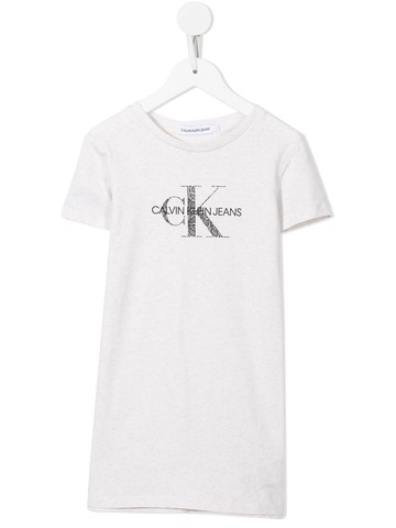 Calvin Klein Kids - logo-print T-shirt dress - kids - Cotton/Elastane - 14 - Neutrals