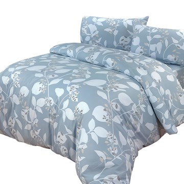 INDIAN 印地安 純棉加大兩用被床包四件組  床包180 x 186 cm枕套48 x 75 cm兩用被180 x 210 cm  葉綠  床包 x 1 + 兩用被套 x 1 + 枕套 x 2