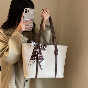 質感托特包女大容量韓版絲帶手提包復古時尚通勤單肩包外貿pu女包