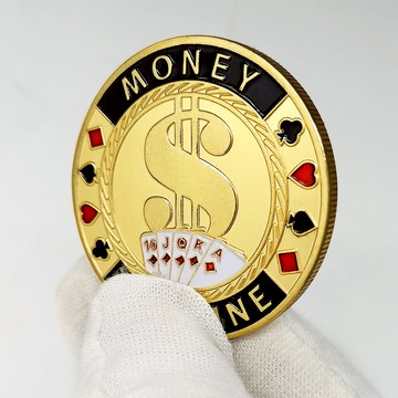 Money Machine撲克牌幸運紀念章 籌碼壓牌器幸運幣挑戰幣收藏