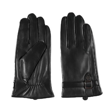 JAR嚴選 真皮觸屏防風保暖手套 - B款 高端羊皮 貼合保暖 全掌觸屏  M  黑色