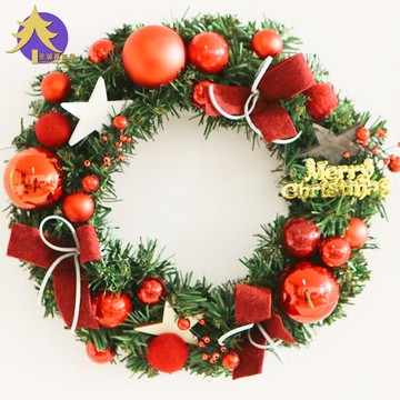 圣誕節裝飾品 新款60/80cm圣誕花環藤圈門掛飾  酒店商場櫥窗掛件